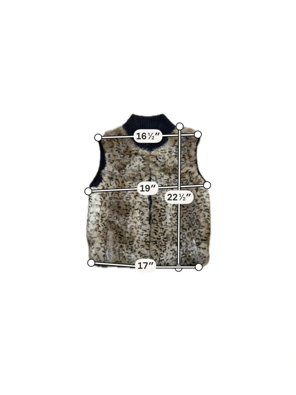 L.A.C.E. Faux Fur Vest Leopard Rabbit Fur Wool Knit Size L Luxe Winter Chic - Picture 7 of 7